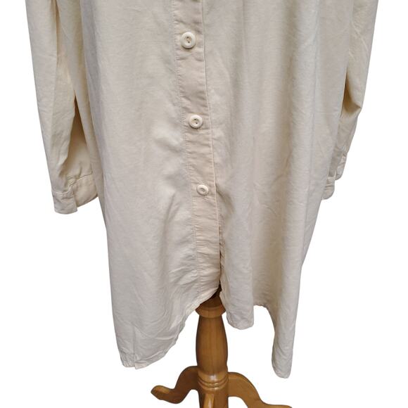 FLAX Jeanne Engelhart Pale Light Yellow Corduroy Button Down Long Tunic Top Sz M - Picture 6 of 15